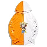 cshsb Herren ONE Piece Hoodie mit 2D Luffy Ace Aufdruck janpanische Piraterie Anime Kapuzenpullover,A,L