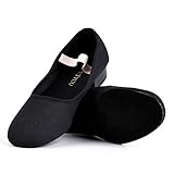 DANCEYOU Tanzschuhe Canvas Charakter Schuhe mit niedrigem Absatz für Mädchen und Frauen Schwarz 28-39