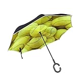 rodde Doppelschicht-umgekehrter gelber Tennisball-Regenschirm-Auto-Rückseiten-winddichter Regen-Regenschirm für das Auto im Freien mit C-förmigem G