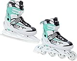 RAVEN 2in1 Schlittschuhe Inline Skates Inliner Profession White/Mint verstellbar (35-39(23cm-25,5cm))