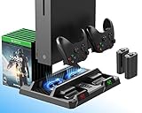 ElecGear Xbox One Vertikaler Ladeständer mit Lüfter Kühler, 2X 1200mAh Akku für Controller Ladestation, Aufbewahrungshalter für Spiele, Ladegerät Docking Station für Xbox One, One S, One X, E