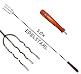 10x XXL Grillspieß Lagerfeuer Feuer Edelstahl Spieß Grillbesteck Chrom 1m / 120cm NEU!