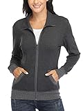 WUDODO Damen Lange Ärmel Sweatjacke Frauen Stehkragen Sweatshirt mit R