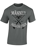 Baddery Jäger T-Shirt: Echte Männer Jagen Ihr Essen - Geschenkidee für Jäger - Geschenke - Jägerbekleidung (L) Zinkg