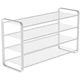 LM 392/2 Schuhregal Weiß 87cm breit, Schuhablage schmal mit 4 Ebenen, offen, Weiß