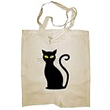 My Custom Style Einkaufstasche, Baumwolle, Beige, Halloween, Katze, schwarz, # M70