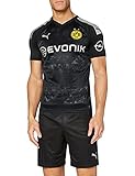 PUMA Herren BVB Away Shirt Replica with Ev Trikot, Black, XL