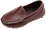 Dorical Unisex Baby Mädchen Jungen Mokassins Kunstleder rutschfest Lauflernschuhe Kinder Loafers Baby Schuhe mit Weich Sohle für Frühling Sommer(1-12 Jahre)(Braun,32 EU)