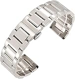 JZDH Uhren Zubehör Watch Strap 18mm 20mm 22mm 24mm Edelstahl Watch Strap Männer Frauen Metall Solide Handgelenk Band Armband Armband mit Werkzeugen Armband (Color : 20mm, Size : Silver)