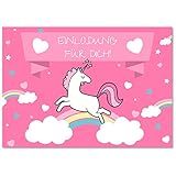 Gentle North 15 x Einhorn Einladungskarten Geburtstag Kinder - Größe A6 - Coole Einladung zum Kindergeburtstag für Mädchen und Jungen - Witzige Einladungsk