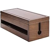 Uniqal Kabel Management Box Holz Kabel Organizer Box für VerläNgerungs Kabel Strom Streifen ÜBerspannungs Schutz Draht (Kaffee Farbe)