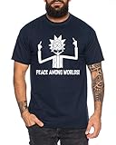 Rick Peace Herren T-Shirt Morty dan Sanchez Mr Rick Meeseeks Harmon, Farbe:Dunkelblau, Größe:L
