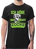 Nerd Geschenke - Ich höre Dich Nicht ich zocke Controller Hand Weiß Grün - S - Schwarz - Statement - L190 - Tshirt Herren und Männer T-S