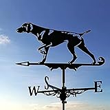 Wetterfahnen Hound-Wetterhahn ,Retro Windrichtungsanzeiger aus Metall mit Fester Halterung ,Wetterfahne Betreff Dach Deko ,für Garten Gartenhaus Dach Rasen Terrasse Hof Ornament,30cm*55cm (Schwarz)