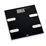 ADE BA 1703 Marleen Körperfettwaage (Digitale Körperanalysewaage zur Analyse von Gewicht, Körperfett, Körperwaaser und Muskelmasse, bis 180 kg) schw