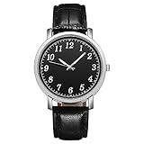 WORMENG Herrenmode Design Lederuhr Digital Quarz Temperament Herrenuhr Geschenk Geburtstagsgeschenk (A, OneSize)