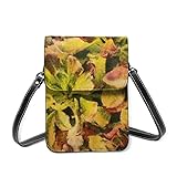 Damen-Umhängetasche, Mini-Schultertasche, Wasserfarben, Botanische Handtasche, Geldbörse mit Kartenetui, 6 kleine Bäume Blätter Garten Stern, Einheitsgröß