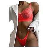 BIBOKAOKE Sexy Unterwäsche Damen Dessous-Sets Spitzen Push Up BH Transparente Frauen Spitze Tanga Set Frauen UnterwäSche Set Baby Dolls Lingerie Reizwäsche Bra und Slip Panties Hip