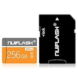 256 GB SD Speicherkarte (Klasse 10 High Speed) Micro SD Karte/TF Speicherkarte mit Adapter für Telefon, Dash Came, Überwachung, Kamera, Fahrtenschreiber, Tablet, Computer, D