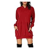 Pianshanzi Damen Weihnachtskleid Drucken Oberteil Langarm Hoodie Weihnachtspullover Kleid Knielang Blusenkleid Weich Oberteil Jumper Festliche Geschenk Party