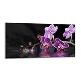 decorwelt Küchenrückwand Spritzschutz aus Glas 80x40 cm Wandschutz Herd Spüle Küchenspritzschutz Fliesenschutz Fliesenspiegel Küche Dekoglas Orchidee L