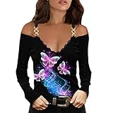 Sommerblusen Tunika Damen Italy Pullover Damen Strickpullover Pullover kuschelig Damen Damen Shirt Langarm v-Ausschnitt Mantel Damen Sale Oberteil Damen elegant Herbst Mode D