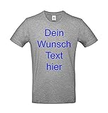 T-Shirt Bedrucken Lassen vorne und hinten Textildruck für Damen Herren Kinder Wunsch Text drucken zu jedem Anlass Baumwolle Öko Tex | Personalisiert Farbe Sport Grey, Größe L