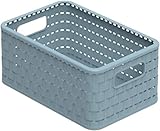 Rotho Country Aufbewahrungskiste 6l in Rattan-Optik, Kunststoff (PP recycelt) BPA-frei, blau, A5/6l (28,0 x 18,5 x 12,6 cm)