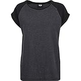 Urban Classics Damen Ladies Contrast Raglan Tee Regular Fit T-Shirt, charcoal/black, L