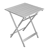 WOLTU Alu Tisch Klapptisch Campingtisch Balkontisch Gartentisch Klappbar aus Aluminium, 50.5x47x59.5cm (LxBxH) Beistelltisch für Garten, Terrasse und Balkon, Silber, CPT8138sb