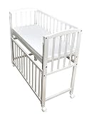 Rundum24 Beistellbett Babybett 90x40cm höhenverstellbar weiß inkl. Matratze Räder NEU