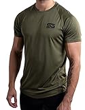 Satire Gym® – Muscle Shirt Herren/Schnell trocknendes Mesh Muskelshirt Männer/Sportbekleidung & Muscle Fit T-Shirt - Sportshirt geeignet als Fitness- & Bodybuilding Shirt (M, olivgrün)