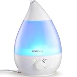 InnoBeta Waterdrop 2,4 Liter Ultraschall Luftbefeuchter Cool Mist mit Filter für Babys, Kinder, Die Ganze Nacht Hindurch, Leise, Automatische Ausschaltung,langlebig, 7-farbige LED-Lichter (bis 35m²)