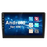 Android 9.0 Autoradio für VW, Podofo Car Stereo mit 10-Zoll-Touchscreen High Definition Eingebaute GPS-Navigation/WiFi,Autoradio Bluetooth Unterstützung FM/AM/RDS/USB-Player für Volkswag