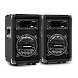 auna Pro PW - Passive PA-Lautsprecher PA-Boxen, 2er-Set: 2 x PA-Box, 2-Wege-Lautsprecher: 20,3 cm (8') Subwoofer/Horn-Mitteltöner, Belastbarkeit: 150 Watt RMS / 300 Wmax, schw