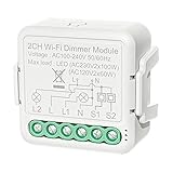 Symbiamo Tuya Led WiFi Dimmer Licht Schalter Modul mit 2 Wege Steuerung, Bulb Dimmer Switch Work für Alexa Home (2 Gang)