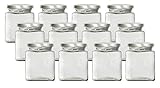 mikken 12x Gewürzglas Einmachglas eckig 212 ml mit Beschriftungsetik