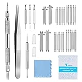 JOREST Uhren Federstegwerkzeug Set, Uhrmacherwerkzeug set, Uhrenwerkzeug zum Ersetzen des Uhrenarmband, Benutzerhandbuch, 24PCS (16-18mm) Federsteg +8PCS (16-18mm) Schnellspannfedersteg