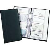 Alassio Visitenkarten Ringbuch aus feinem Leder, mit Register A-Z und Klarsichteinlagen für 120 Karten Visitenkartenhülle, 25 cm, Schw