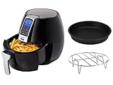 Digitale XL Heißluftfritteuse mit Zubehör Pizzapfanne, 8 Programme, 3,2 Liter, fettfrei k