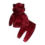 iiniim Baby Mädchen Bekleidungsset Tie-Dye Langarm Pullover Sweatshirt Hoodie Oberteile mit Leggings Lange Hose Kleidung Outfits Set Wf Weinrot 86-92