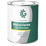 Metallfarbe von GRUNDMANN - 0,7 Kg Seidenmatt- 3-in-1 inkl. Rostschutz und Grundierung - RAL 3011 Schwedenrot/B