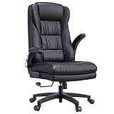 Hbada Bürostuhl Chefsessel ergonomischer Drehstuhl Kunstleder Schreibtischstuhl Verdickte Rückenlehne Klappbare Armlehne Schw