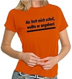 Touchlines Damen T-Shirt Als Gott Mich Schuf, orange, M, TL252
