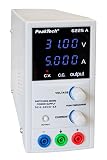 PeakTech 6225 A – Labornetzteil 0-30V / 0-5A, Regelbar, Labornetzgerät DC mit 4-stelliger LED-Anzeige, Stabilisiertes Schaltnetzteil, Strommessgerät, Überlast- & Kurzschlussfest, Schmale Bauform…
