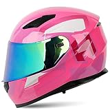 qmj Motorradhelm Motocross Helm Integralhelm Off Road Motorrad Dual Sonnenblende Helm Vollgesichts,Pink-XXL