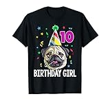 T-Shirt mit Mops-Motiv zum 10. 10. Geburtstag für Mädchen, Geschenkidee für Partys T-S