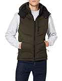 Scotch & Soda Mens Gesteppter Bodywarmer mit Abnehmbarer Kapuze aus recyceltem Material Down Vest, Military 0360, M