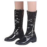 Rrunsv Damen Stiefeletten Chelsea Boots Damen Premium Waterproof Schnürstiefel Stiefel Damenstiefel Climbing Shoes Comfort Women's Ankle Boots with Treaded Sole Block Heel Boots Lace-Up Ankle B