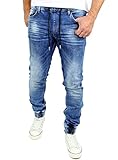 Reslad Jogging Jeans Used Look Jeans-Herren Slim Fit Jogging-Hose Jogger RS-2073 Blau M